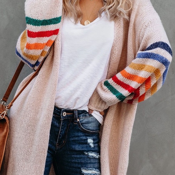 END OF SEASON SALE! Oversized Rainbow Sleeve Cardi - Picture 2 of 7